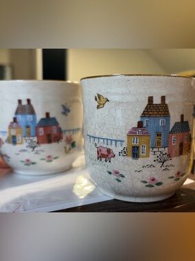 Heartland Ceramic Village Pattern Coffee Cups- set of 2